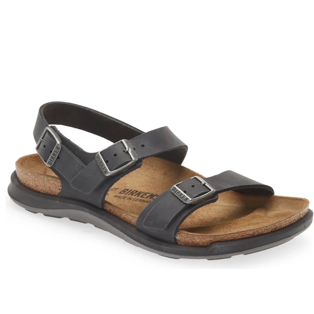 Birkenstock Sonora CT Black Oiled Leather Triple Buckle Sandal Size EU 36